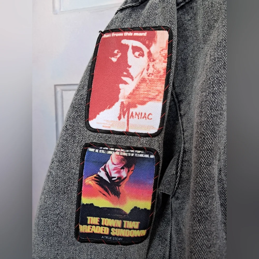 Custom RAGE Horror Cropped Grey Denim Jacket! OOAK Unique Fandom Wear! Friday 13 - Picture 10 of 16